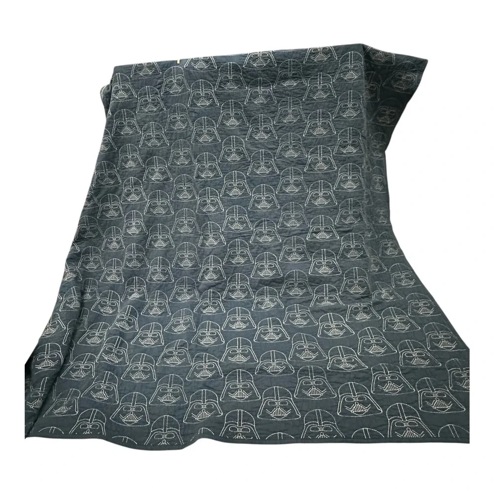Pottery Barn Kids Star Wars Darth Vader Navy Blue F/Q Quilt and 1 Sham Set
